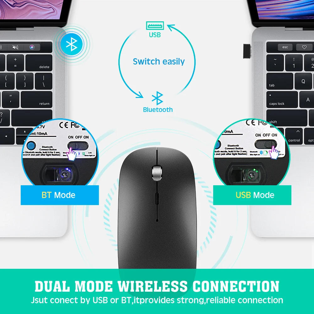 seenda bluetooth compita 2 4g wireless mouse rechargeable computer wireless mouse for tablet phone laptop accessories silent free global shipping