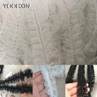 fashion rhinestone embroidery white black flower mesh lace fabric trim ribbon diy sewing applique collar guipure wedding decor