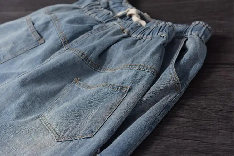 Джинсы больших размеров женские уличные модные бойфренда с вышивкой шаровары