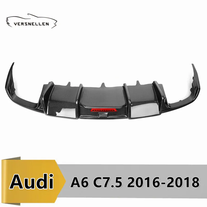 

Carbon Fiber Rear Diffuser Lip Spoiler For Audi A6 Sline S6 C7.5 2016 2017 2018 K style Rear Bumper Plate Protector Guard