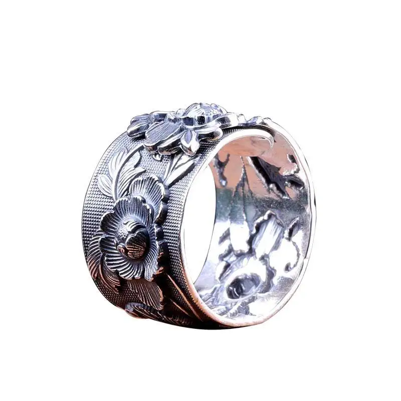 

Foot Silver 999 Thai Silver Women's Open Flower Ring New Style