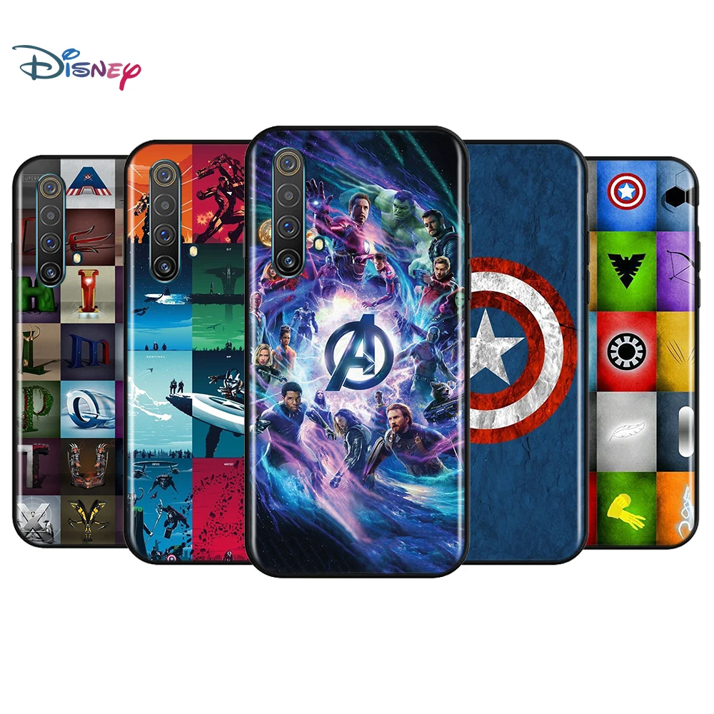 

Silicone Black Cover Avengers Marvel For Realme 2 3 3i 5 5S 5i 6 6i 6S 7 Global X7 Pro 5G Phone Case Shell