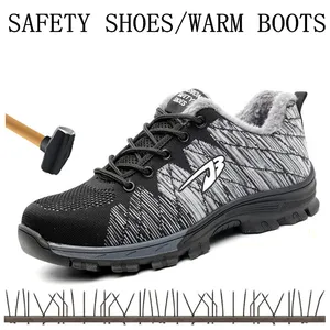 Mens Work Safety Boot Steel Toe Shoes Ankle Boots Anti-smashing Piercing Safety Shoes Men Sneaker Winter Warm Cotton Boots