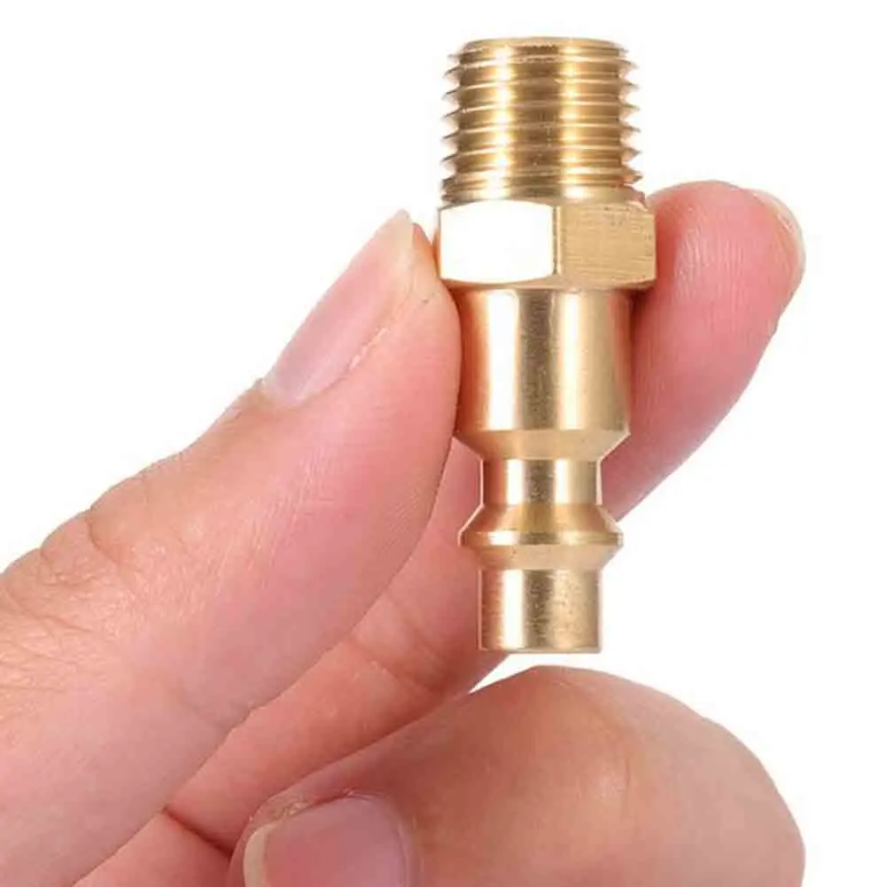 

10pcs 1/4" NPT Brass Coupler Male Plug Quick Connect Air Compressor Hose Practical Durable Male Plugs