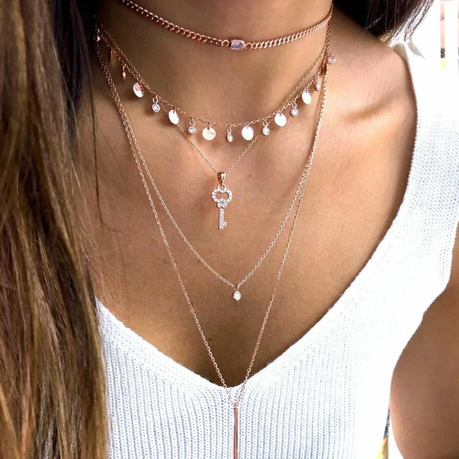 Ожерелье чокер золотистого цвета для женщин цепочка с подвеской в виде