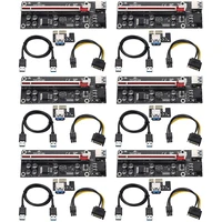 6pcs riser ver009s plus pci e card pci express 1x to 16x adapter with usb 3 0 cable sata to 6pin power cable for mining