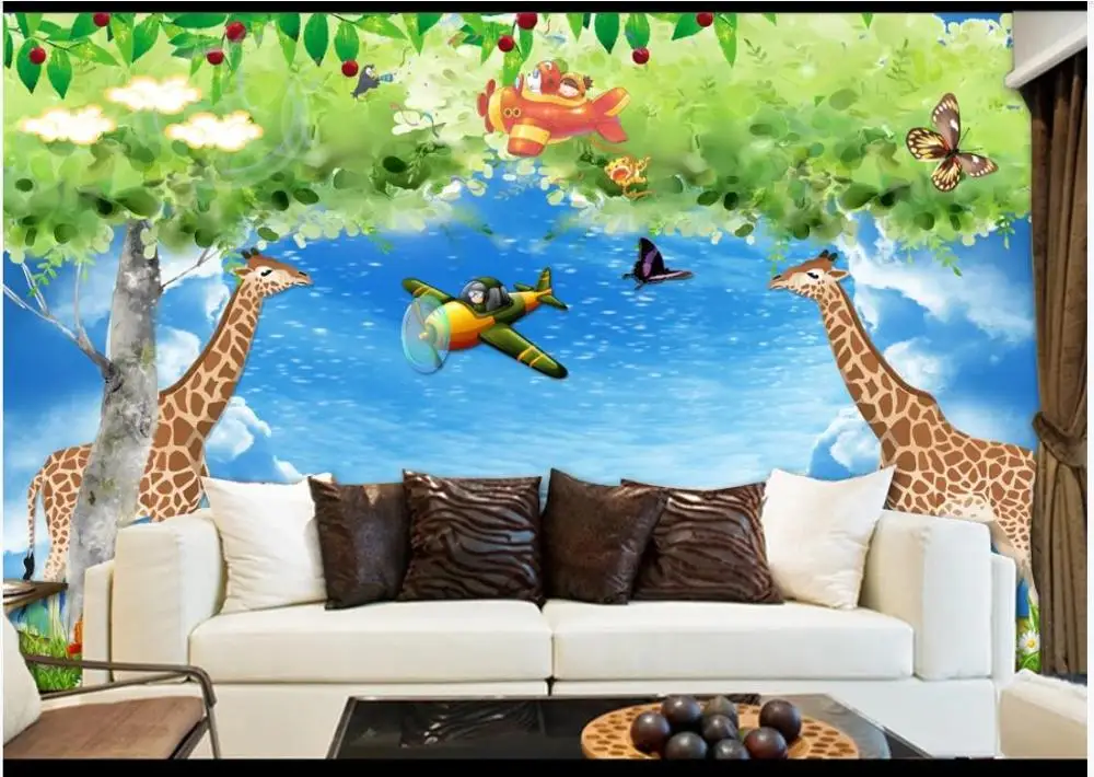 Пользовательские фото обои для стен 3 d фрески 3d Жираф красивое небо мечта детская