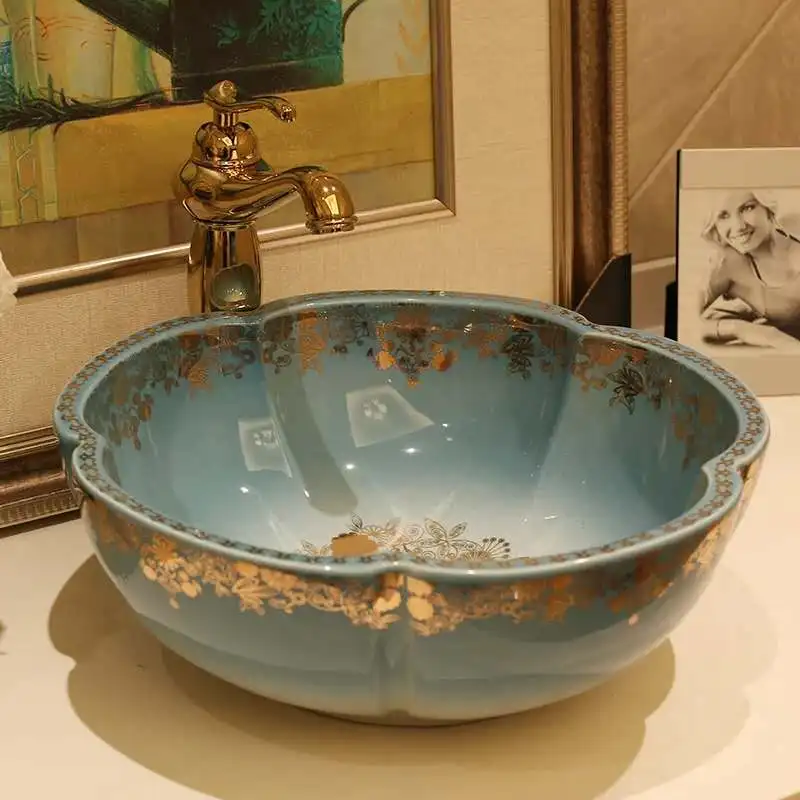 Керамическая раковина с лепестками для умывальника умывальник ванной