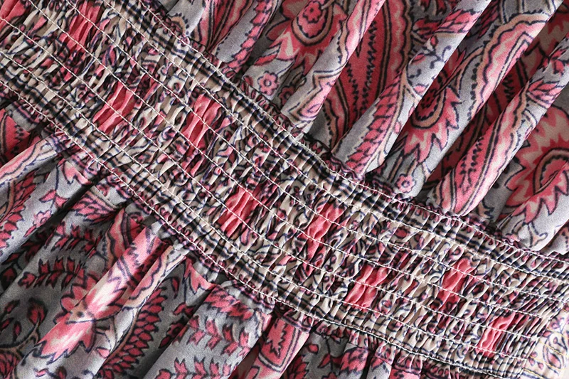 Everkaki Boho печати с открытыми плечами женское Макси платье с кисточками регулируемый пояс оборки цыганские летние платья женские осень