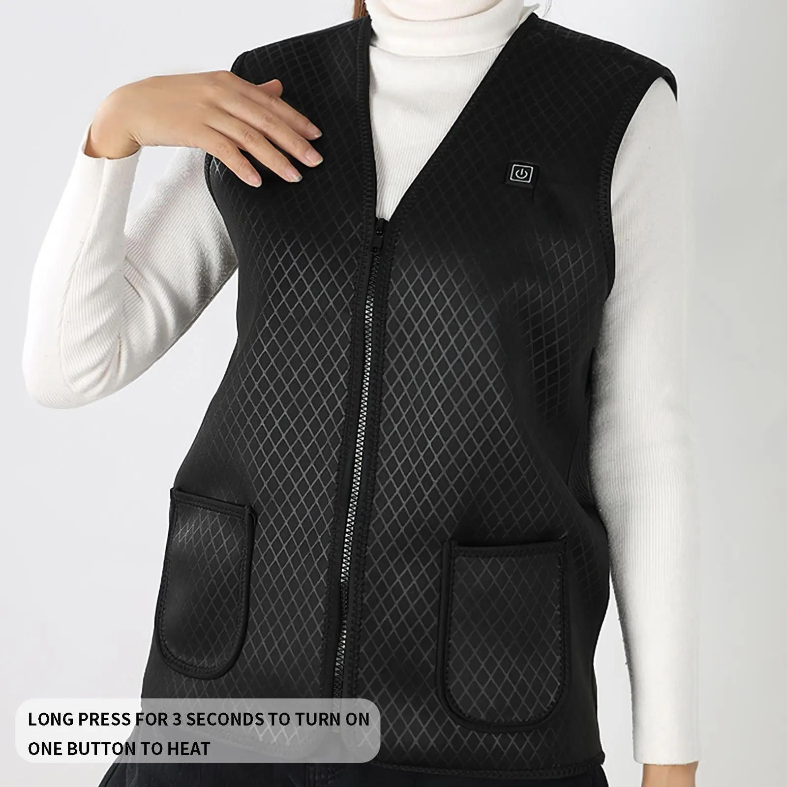 

Zippered Heated Vest for Men Women with 5 Heating Panels 3 Temperature Control Warming Heated Jacket for Outdoor Winter