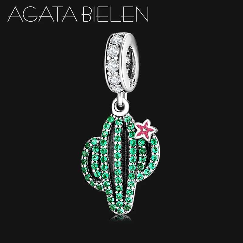 Стерлинговое Серебро 925 пробы модное серебро зеленый циркон кактус ювелирное