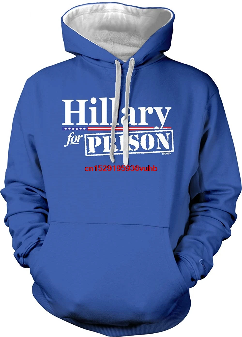Хиллари для тюрьмы взрослых Two Tone свитер с капюшоном ( Цвет: ярко синий белый строк