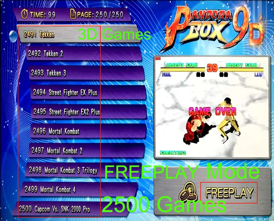 Pandora Box 9D аркадная версия игровая доска встроенная в 2500 игр (10 X 3D) для аркадной