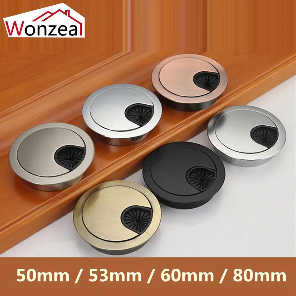 

Wonzeal Zinc Alloy Desk Wire Hole Cover Base Computer Grommet Table Cable Outlet Port Surface Line Box Furniture Hardware
