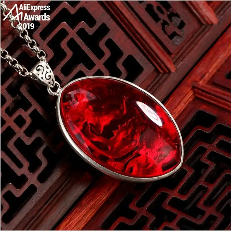 Магазин в античном стиле S925 подвеска с рубином для ожерелья Женская винтажная