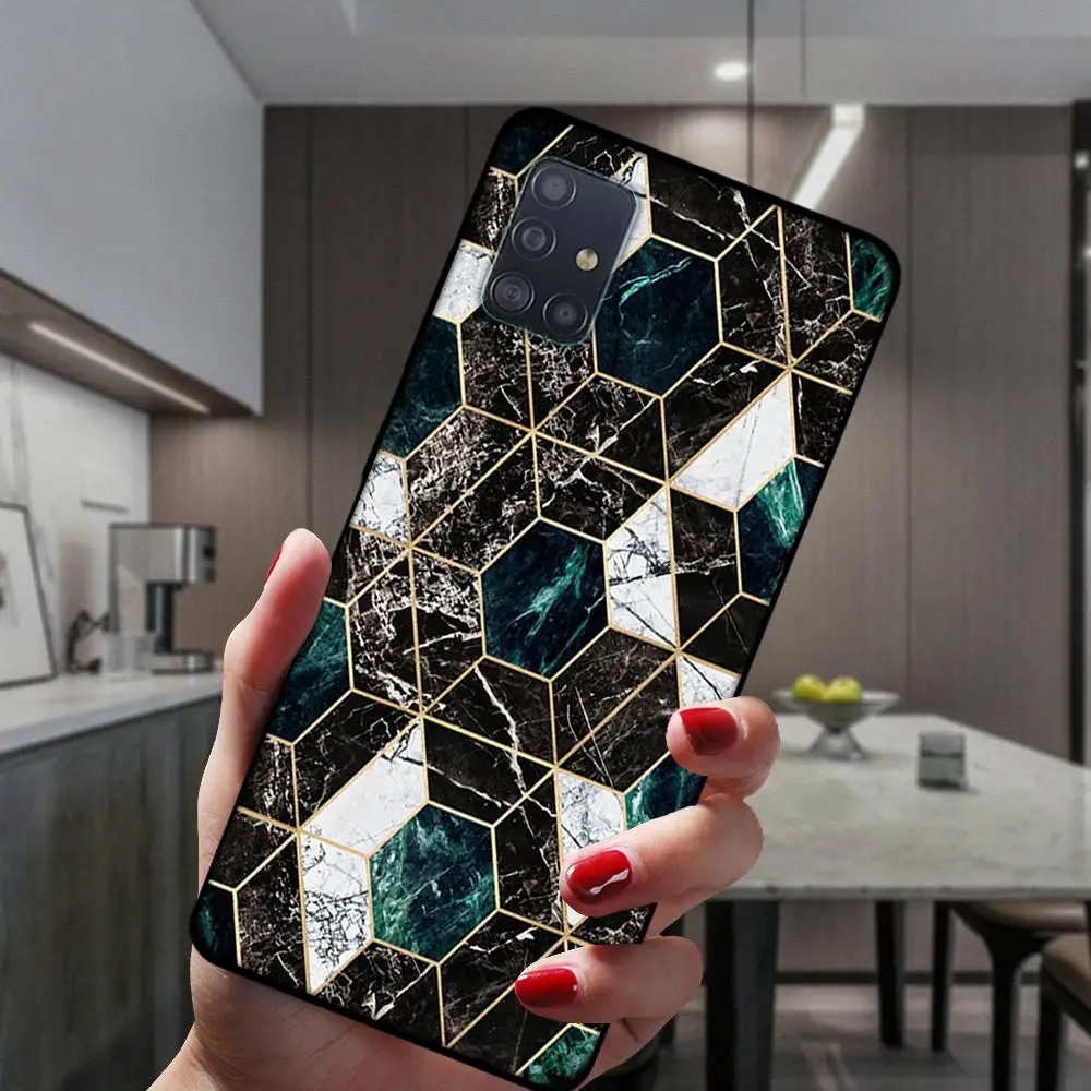 

Marble Geometric Art Phone Case For Samsung Galaxy M51 M31 M11 M21 M30S M40 NOTE 20 Ultra 10 Pro 9 8 Black Soft Silicone Cover