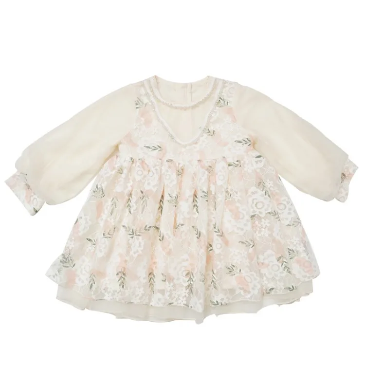 

2021 Summer Children's Clothes Girls Dresses Kids'baby Girl Dress Casual Lace Knee-Length Bridesmaid Dresses Party Dress