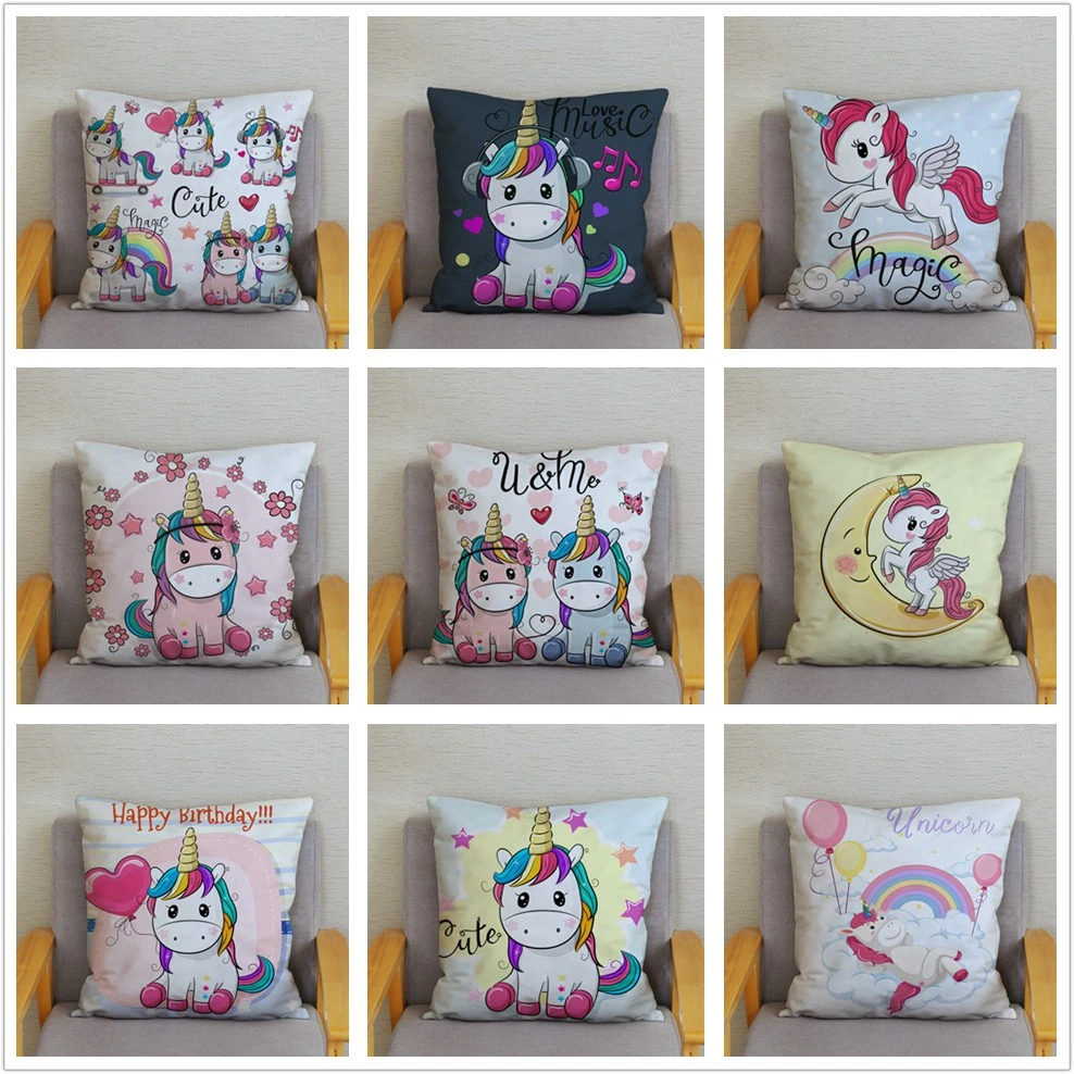 Симпатичная наволочка с милым принтом единорога мультяшным рисунком детский