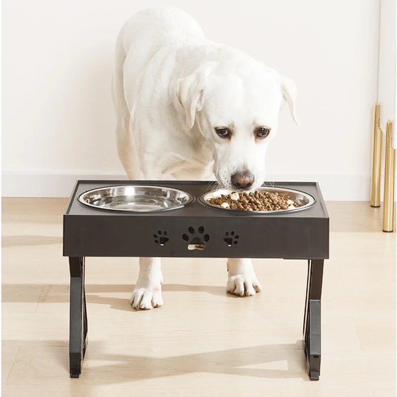

Adjustable dog bowl double raised feeder pet feeding increase cat food water bowl stainless steel dog lifting table