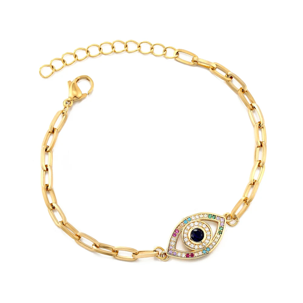 Браслет женский из нержавеющей стали 3 цвета с подвеской сглаз - купить по