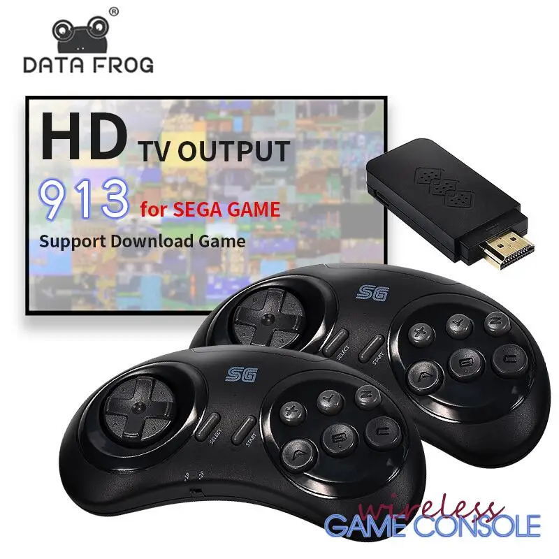 16-битная MD Беспроводная консоль DATA FROG для Sega Genesis Game Stick HDMI-совместима с 900 + играми для Sega Genesis Mini/Mega Drive