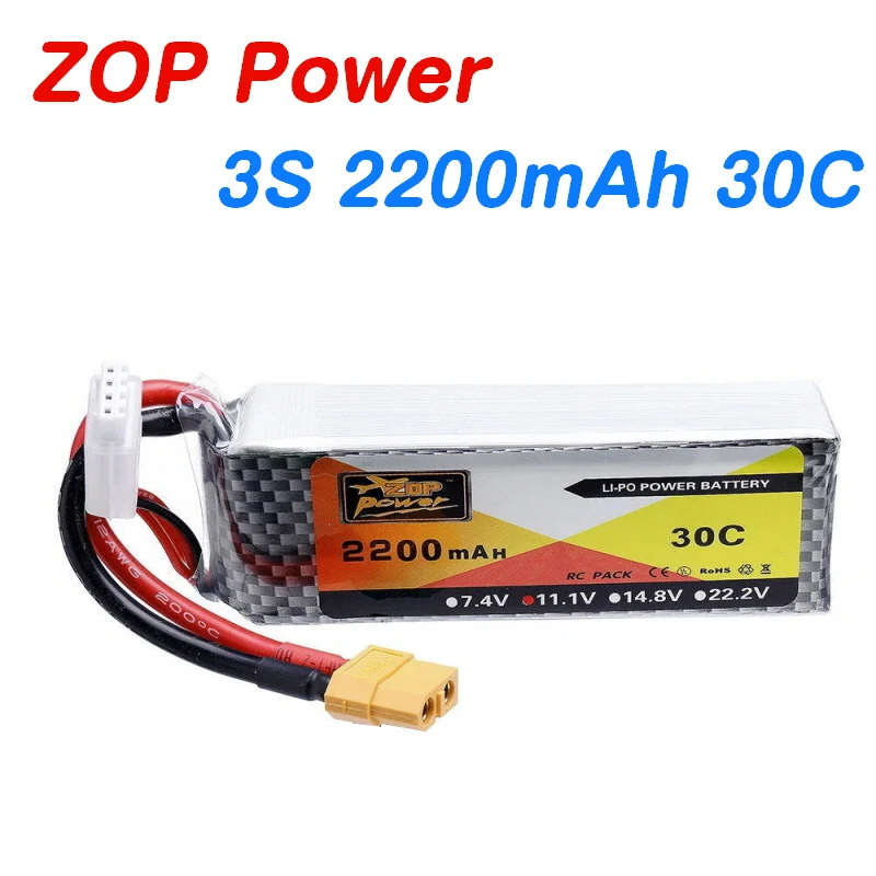 ZOP Power 3S RC LiPo аккумулятор 11 1 В 2200 мАч 30C для радиоуправляемого самолета вертолета
