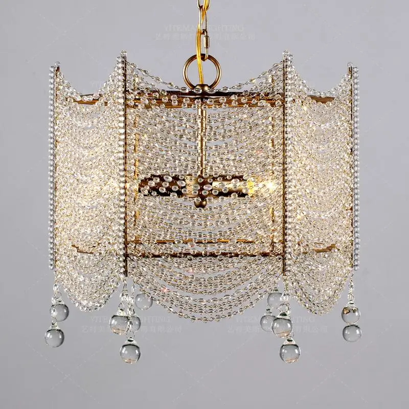 Французская хрустальная люстра с 3 лампочками уникальная дизайнерская бусинами