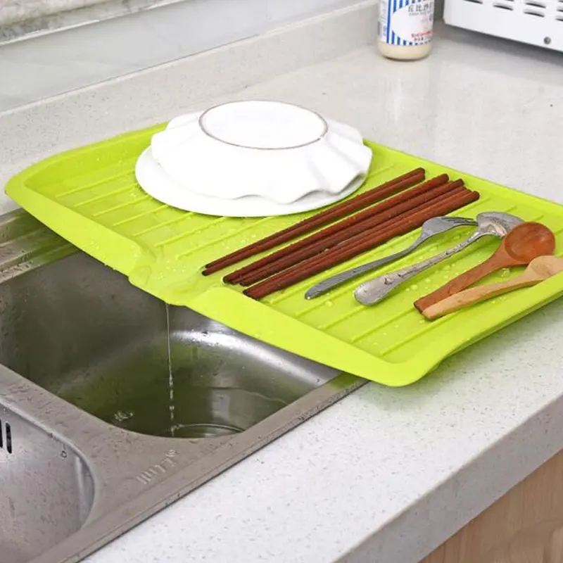 

Kitchen Large Sink Drain Cleaner Plastic Dish Drainer Tray Durable Rectangular Ware Cutlery Drip Tools Eco Friendly Home Storage