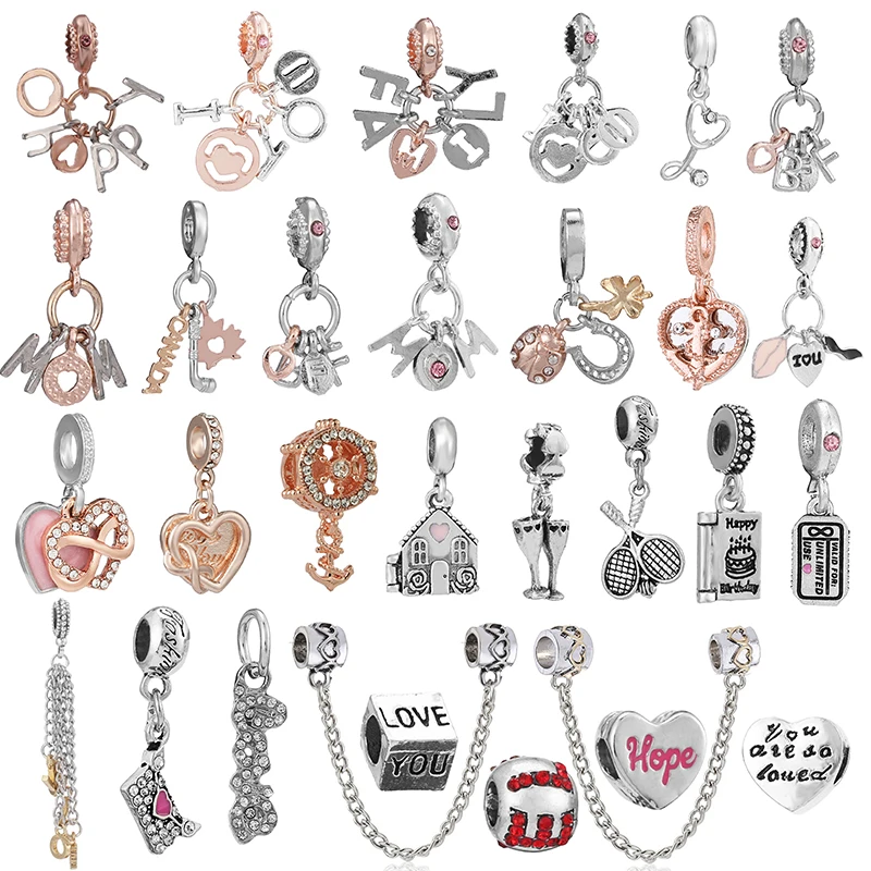 

2Pcs/Lot FAMILY MOM HAPPY Letter Beads Charm Pendant Fit DIY Bracelets Necklaces For Women Mother Wife Jewelry Making 2021 New