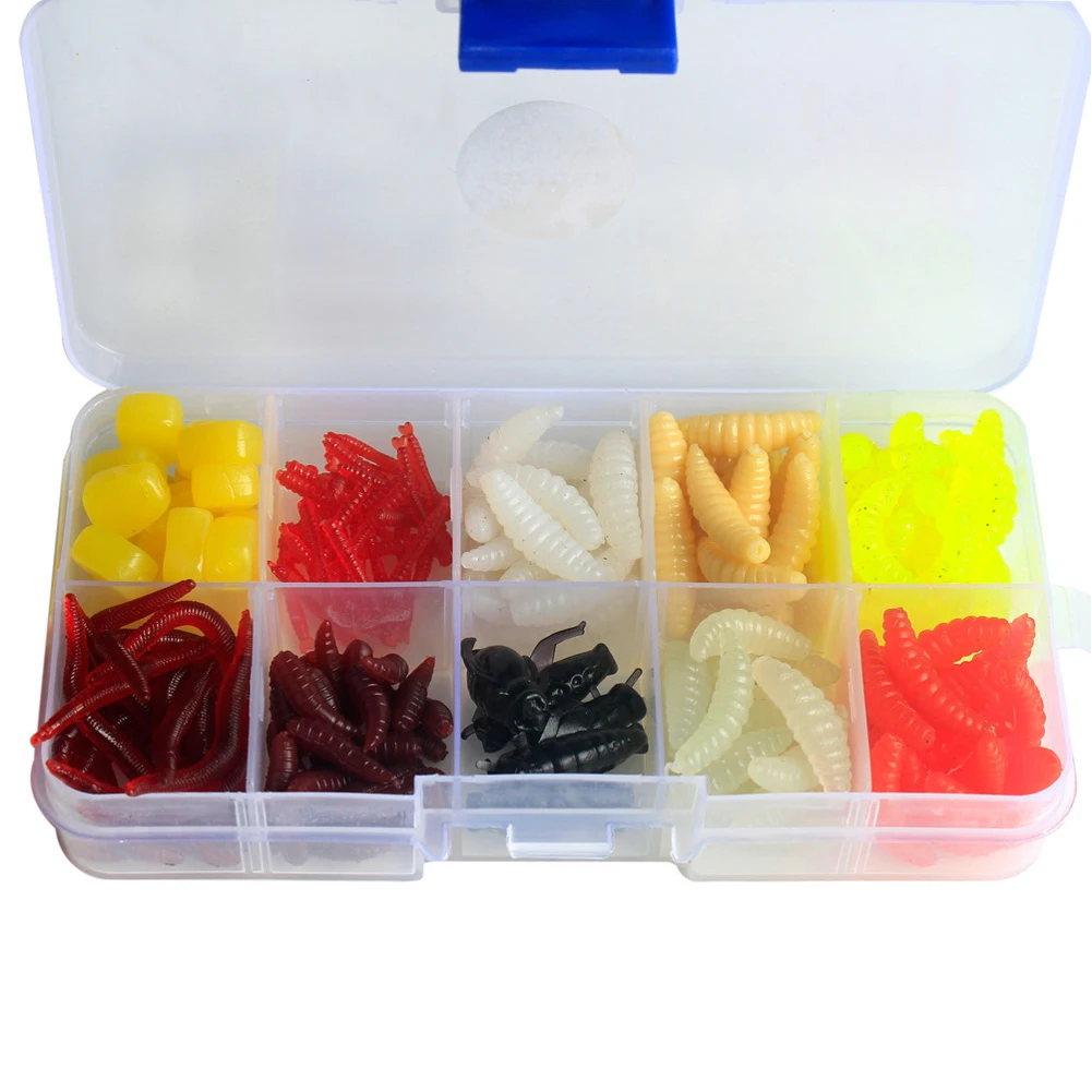 

175pcs Hot Selling Multi Carp Fishing Lure Set Soft Bait Sea Red Worm Bread Bug Corn Artificial Fishing Tackle Fishing Bait Box