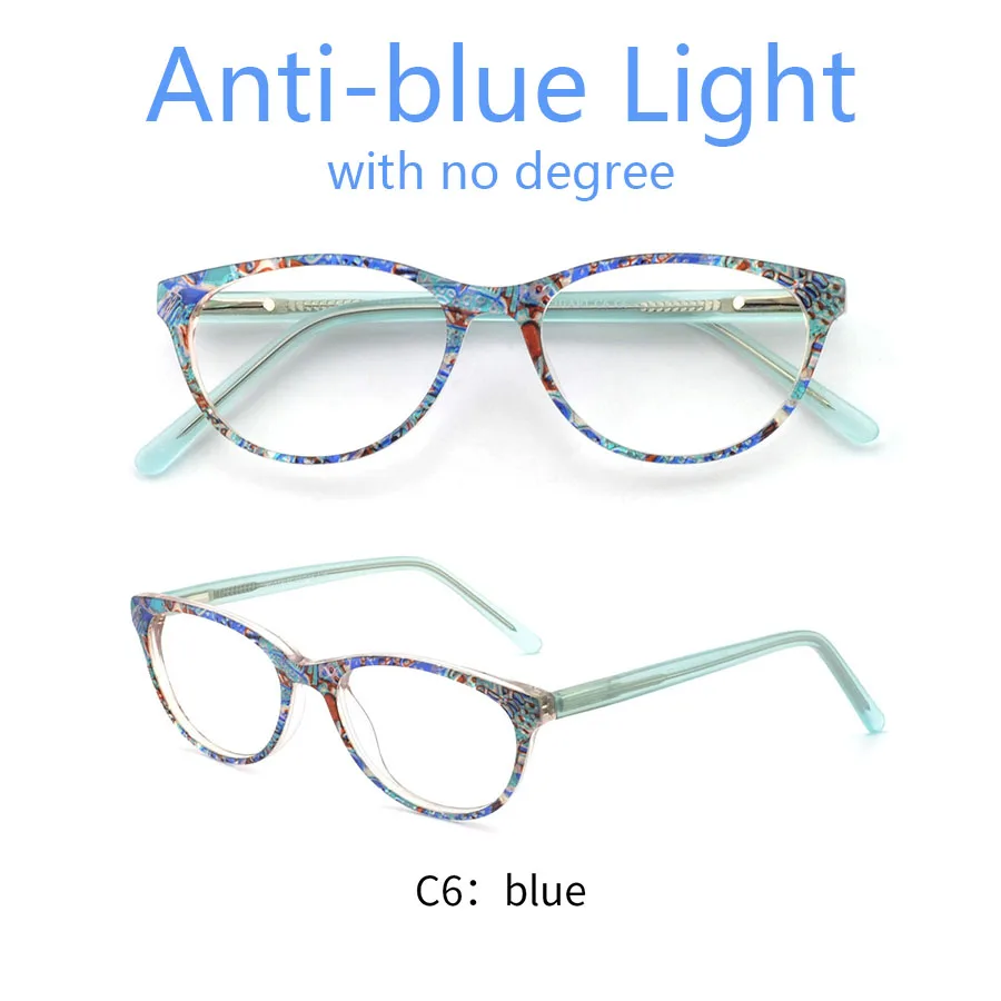 C6A-blue OCCI CHIARI, прозрачные очки, оправа для девочек, детский, анти-синий светильник, очки, фирменный дизайн, ацетат, компьютерные очки, W-CANZI - Цвет оправы: C6A-blue