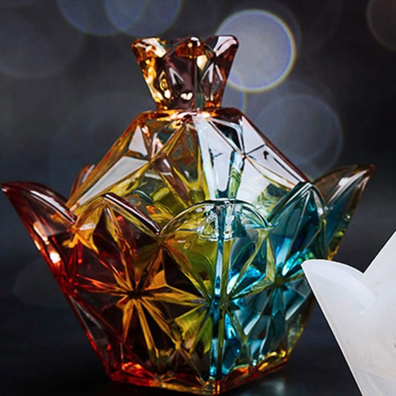 

3Pcs Crystal Epoxy Resin Mold Crown Storage Box Casting Silicone Mould DIY 9 Square Grids Pyramid Container Jewelry Making Tools
