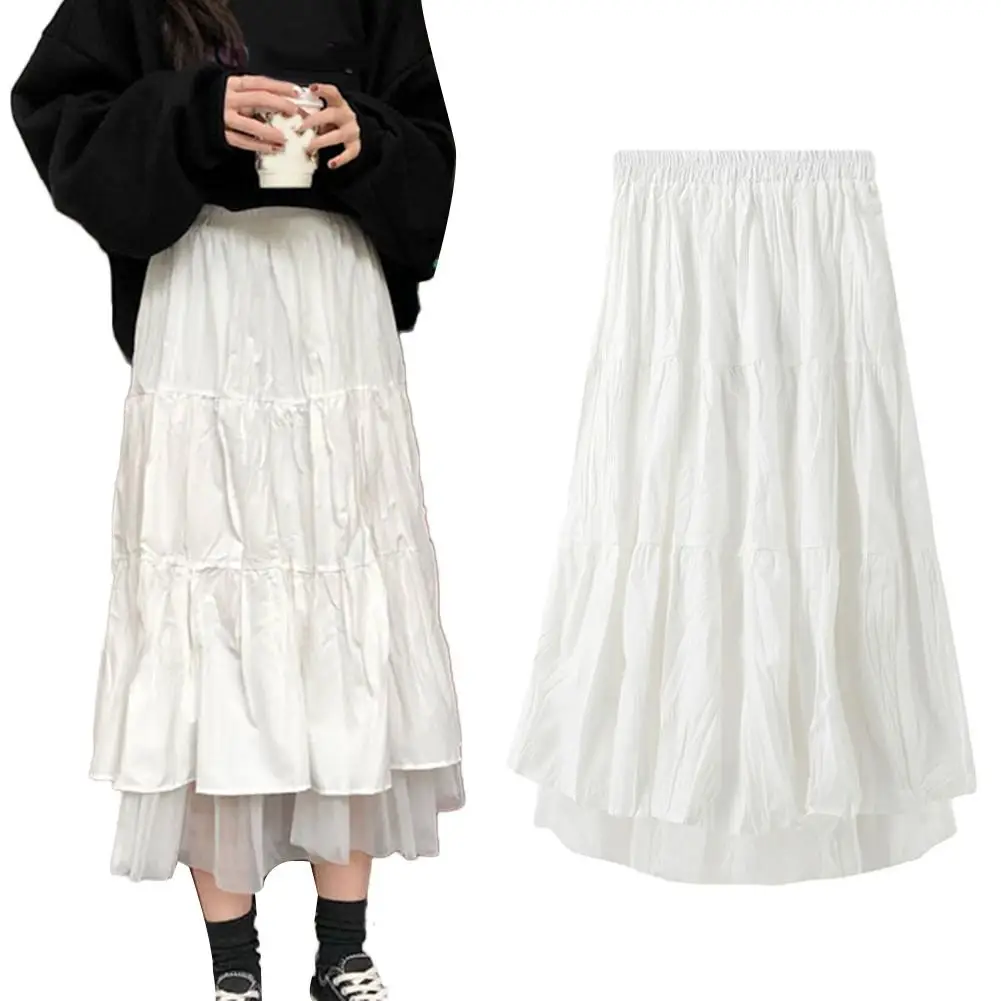 

Модная женская плиссированная Тюлевая юбка А-силуэта с высокой талией и эластичным поясом
