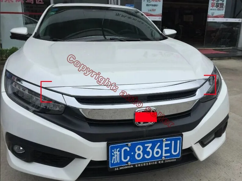 ABS хромированный передний капот Гриль решетка Вокруг отделки литья для Honda Civic 2016