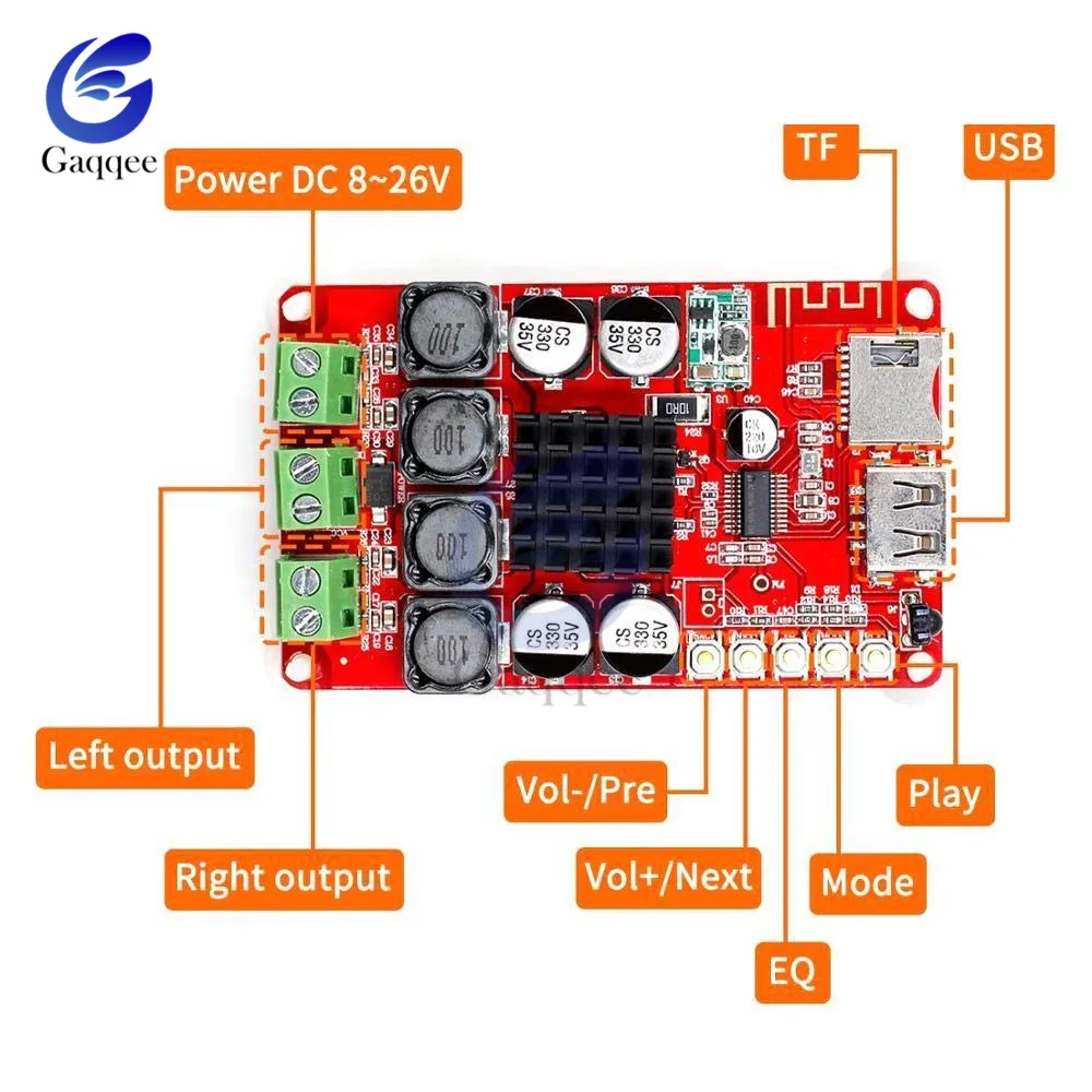 Плата усилителя модуль платы с Bluetooth 4 0 DC 12-24 В TPA3116D2 50 Вт + диском U tf-картой