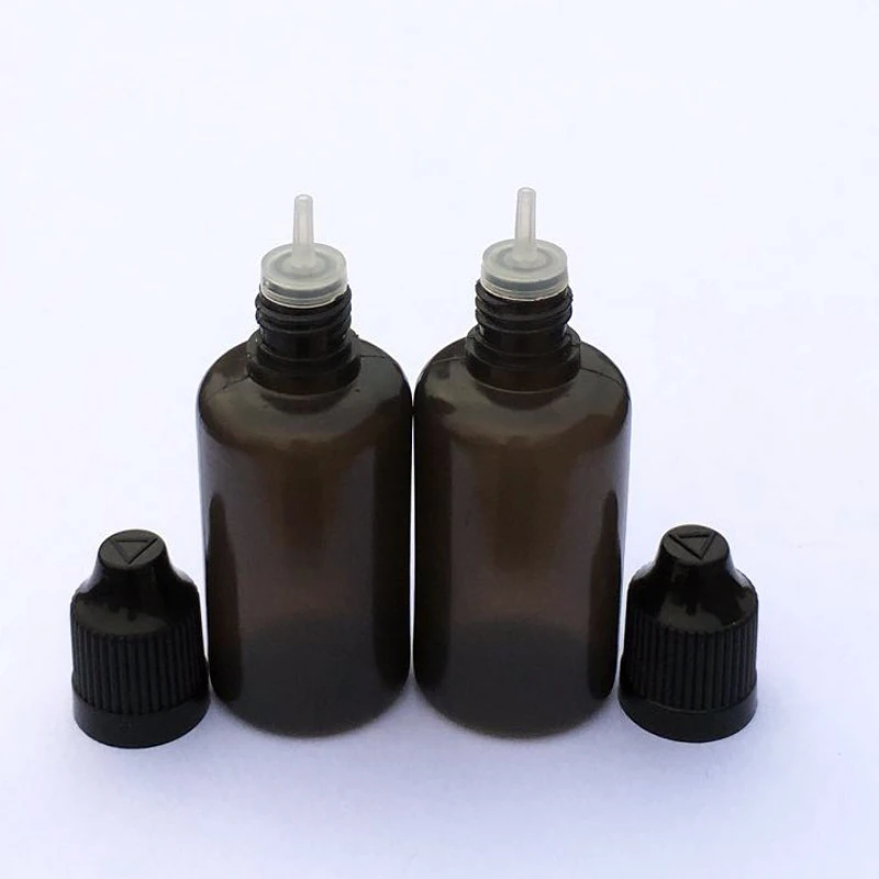 

5pcs PE Black 30ml Empty Jar Soft Plastic Dropper Bottles With Childproof Cap And Long Tip Liquid Vial