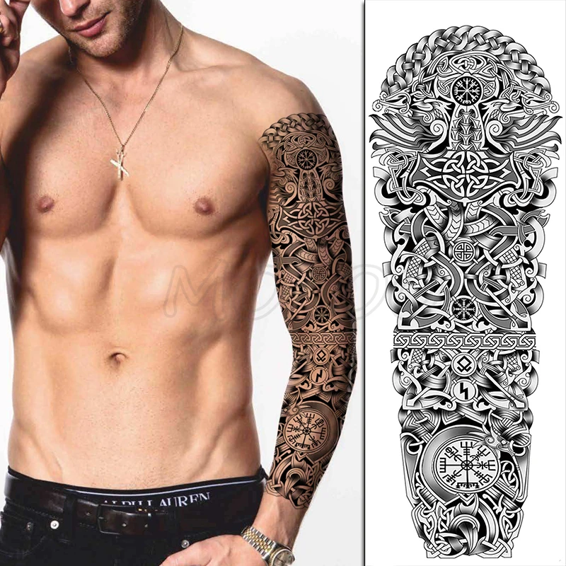 Водонепроницаемые на все руки временная наклейка для татуировки броня тотемные