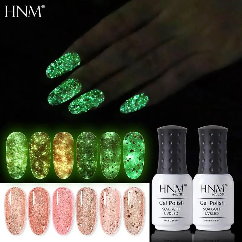 Флуоресцентная Роза HNM фотолюминесцентный лак для ногтей 8 мл Фотолюминесцентные