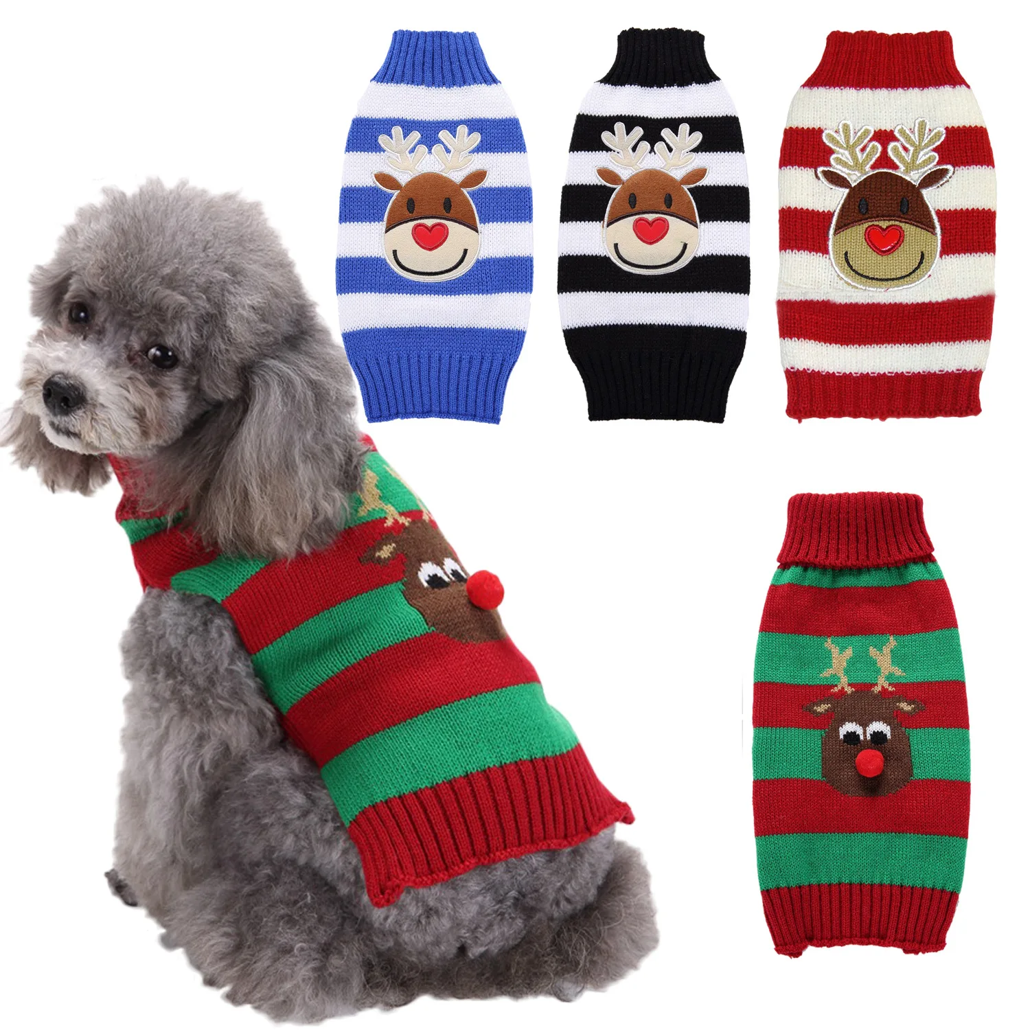 

New style pet dog clothes autumn and winter bichon Teddy sweater large dog Labrador golden retriever Christmas dog sweater coat