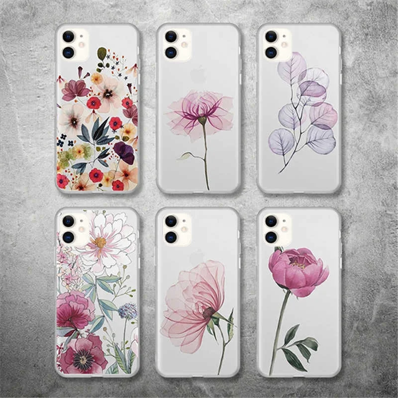 

Lov Phone Case For iPhone 11Pro 6 6s 7 8 Plus X XR XS Max 5 5s SE Beautiful Flower Matte Soft TPU For iPhone 11 Phone Case