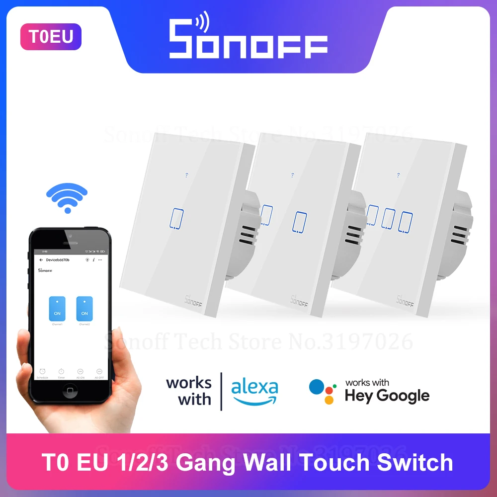 Itead Sonoff T0EU TX серия Wifi настенный сенсорный смарт переключатель с дистанционным