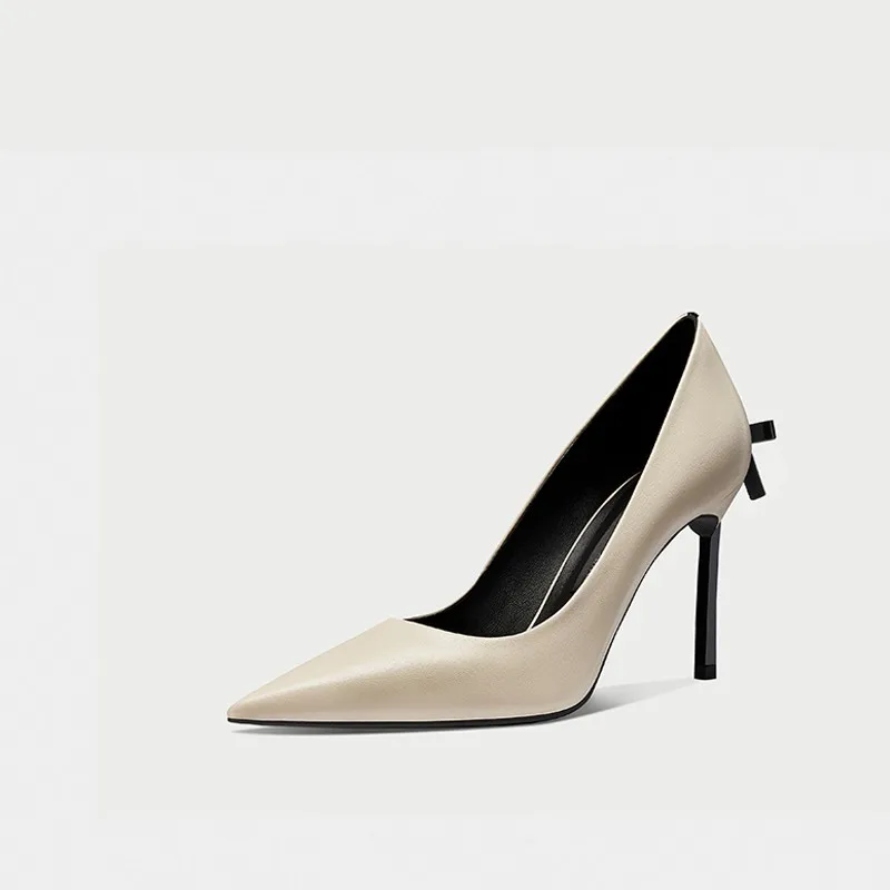

new design shoes women pumps soft leather butterfly-knot pointed toe platform 8.5cm thin high heels party ladies dress shoes