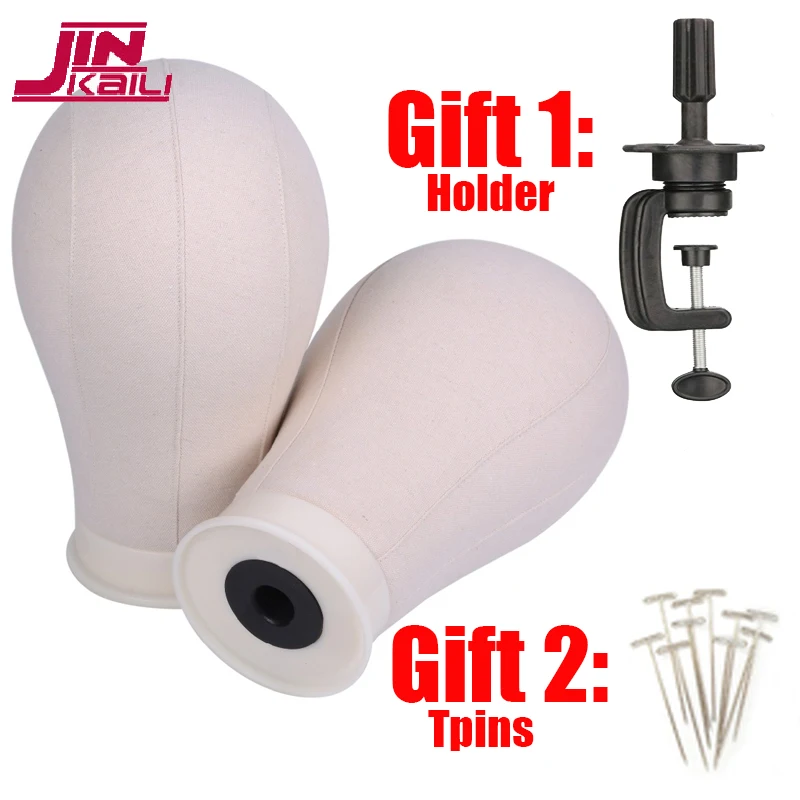 

JINKAILI Training Mannequin Head Canvas Block Head Display Styling Mannequin Manikin Head Wig Stand Free Get T Needle Holder