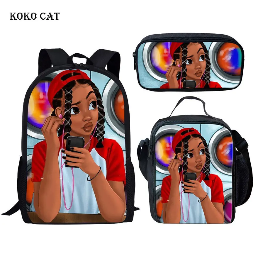 KOKO кошка Снова в школу Детская сумка черная художественная африканская школьная