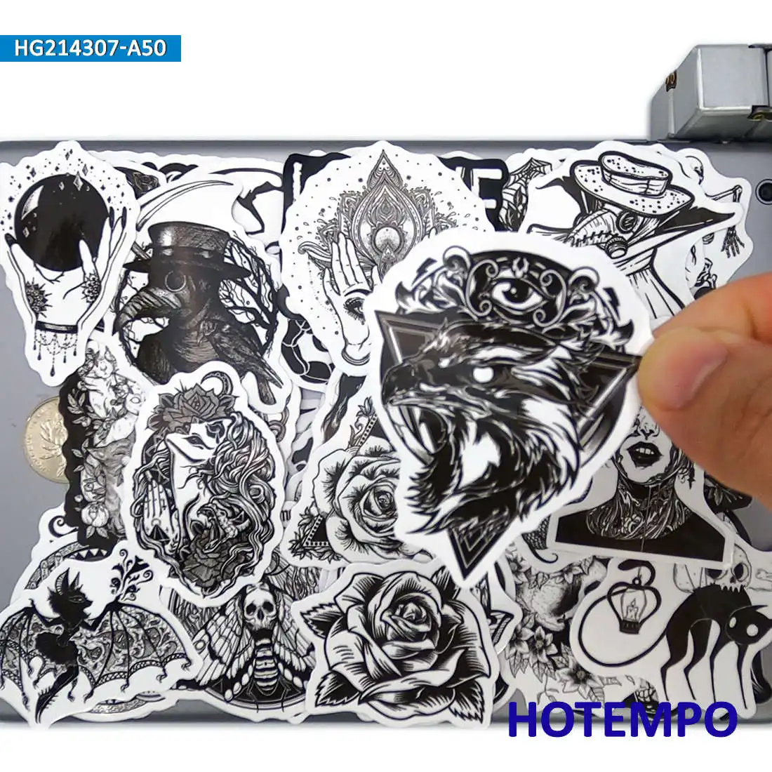 50 шт. Череп демон ведьма тотем крутой готический арт телефон ноутбук мотоцикл