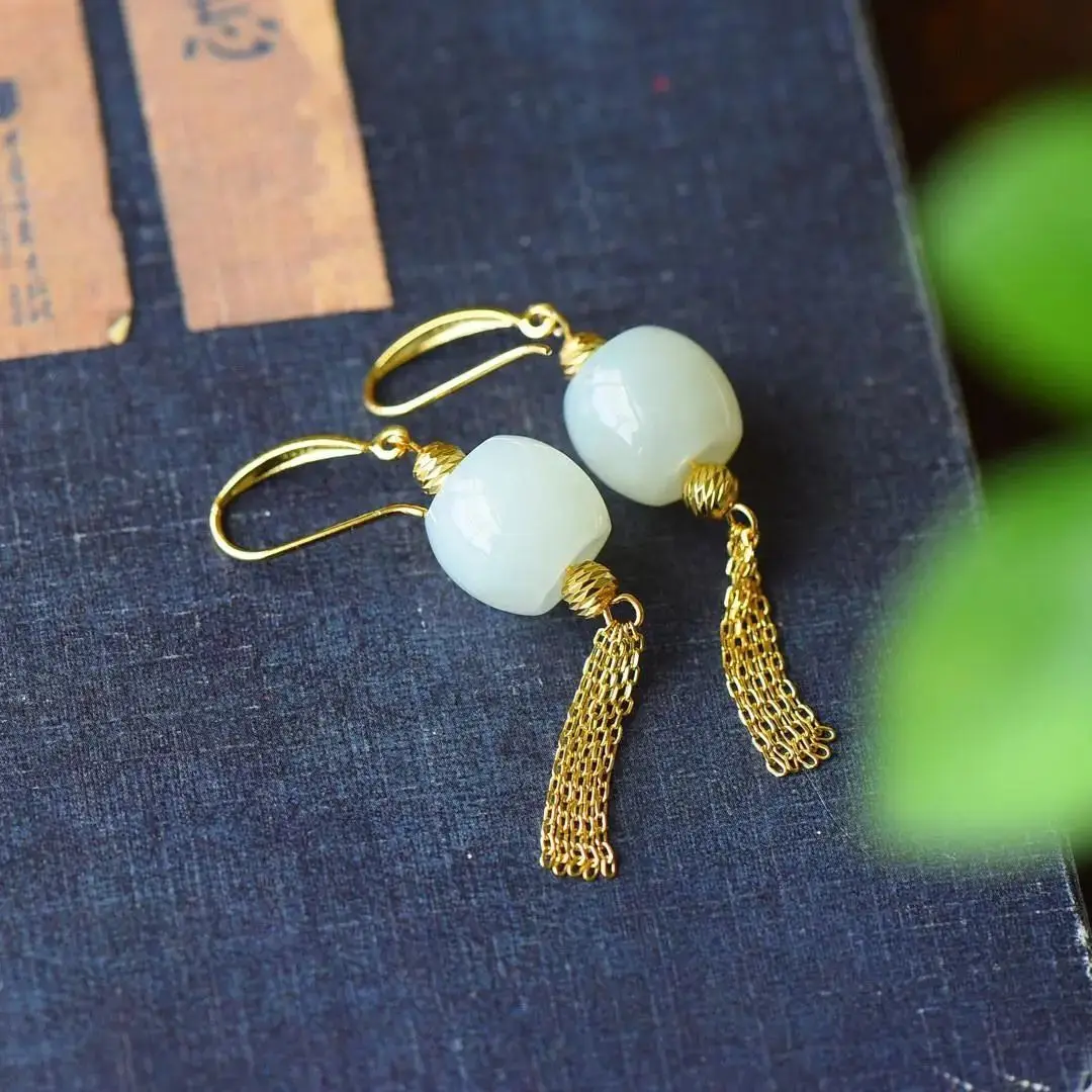 Антикварные серьги в китайском стиле из стерлингового серебра пробы длинные с