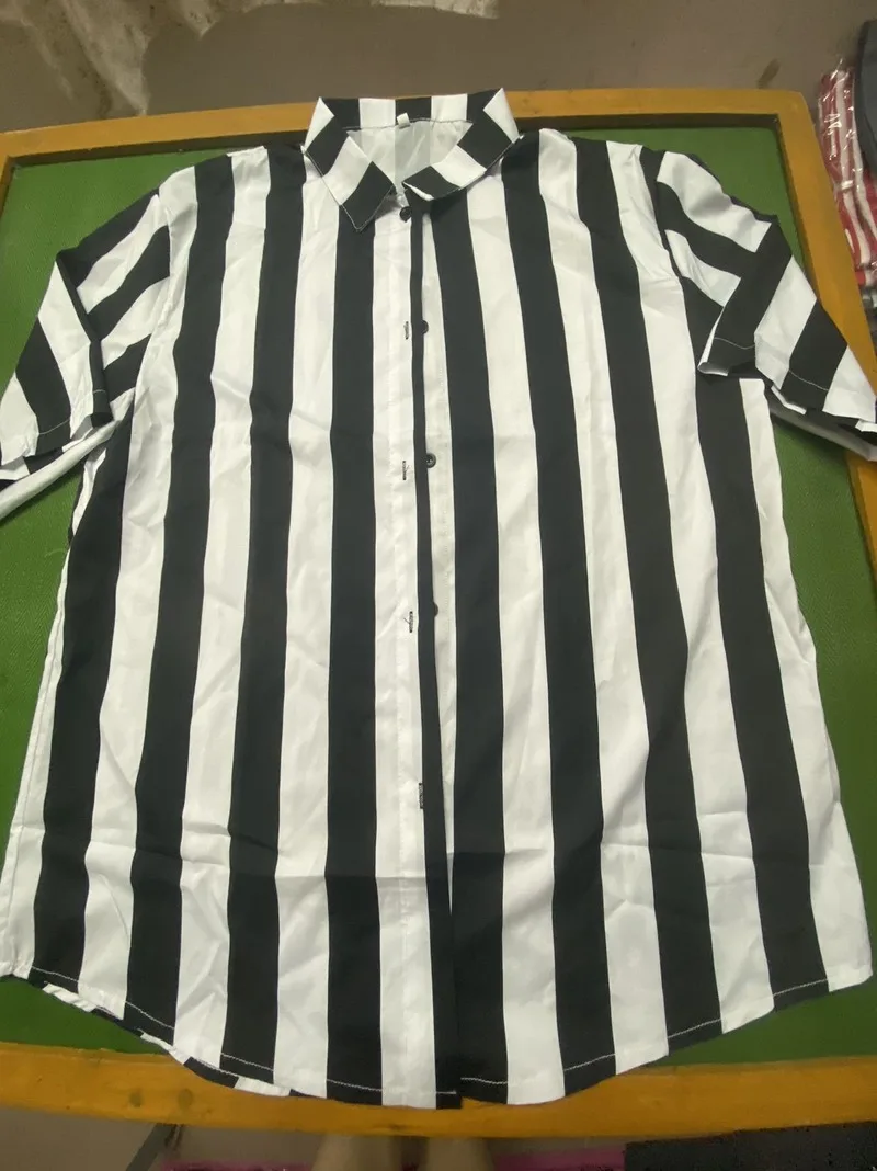 

Men Clothing 2020 Summer European American Striped Men's Short-sleeved Shirt Casual Fashion Lapel Camisas Para Hombre