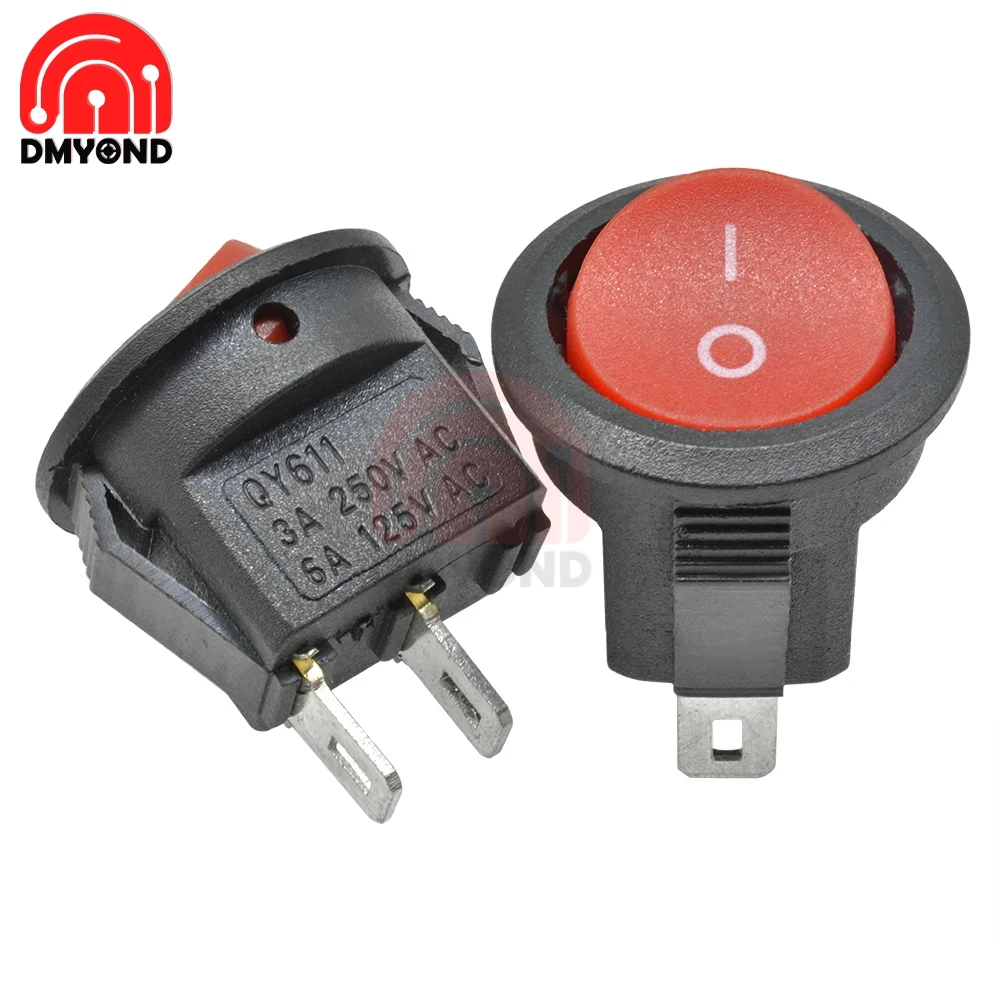 10 шт. маленький круглый 2 Pin 3 файла с светильник 3A/250V 6A/125V AC кулисный переключатель
