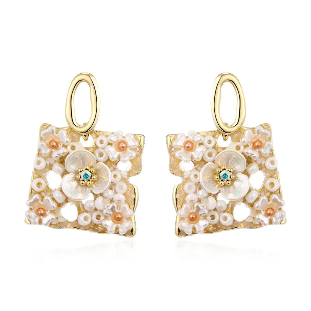 Hongye серьги подвески золотого цвета квадратной формы с большой кисточкой