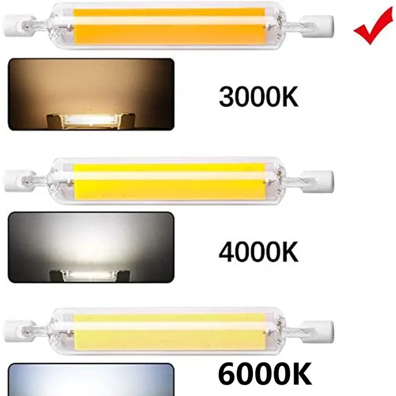 No Flicker R7S LED Lamp Bulb 78mm 118mm 15W 30W 50W Glass Tube Replace Halogen Lamp COB LED R7S Spotlight J78 J118 Light Bulb